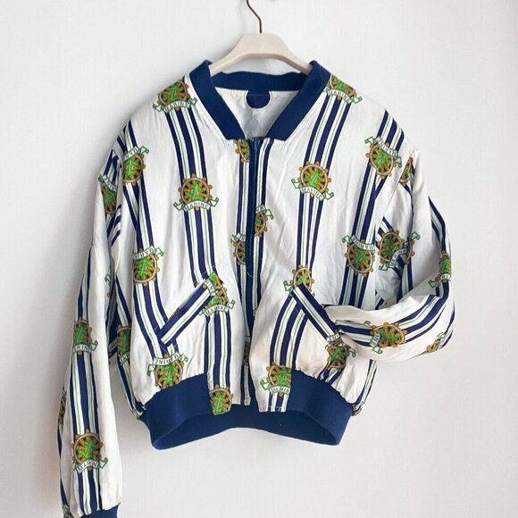 Vintage Reversible NAutical Print Bomber  Jacket M/L - Picture 4 of 6
